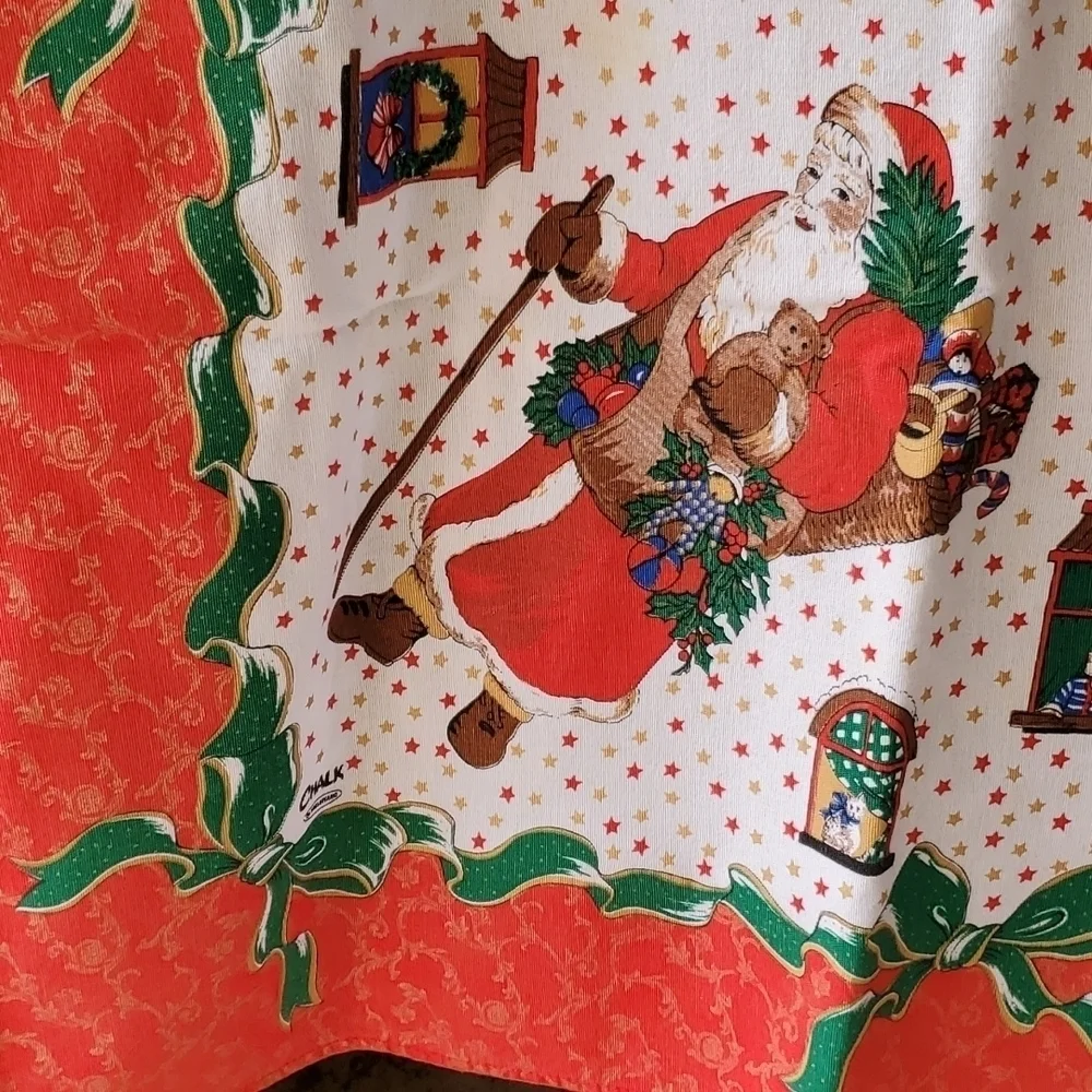 Vintage Old World Santa Tablecloth by Chalk